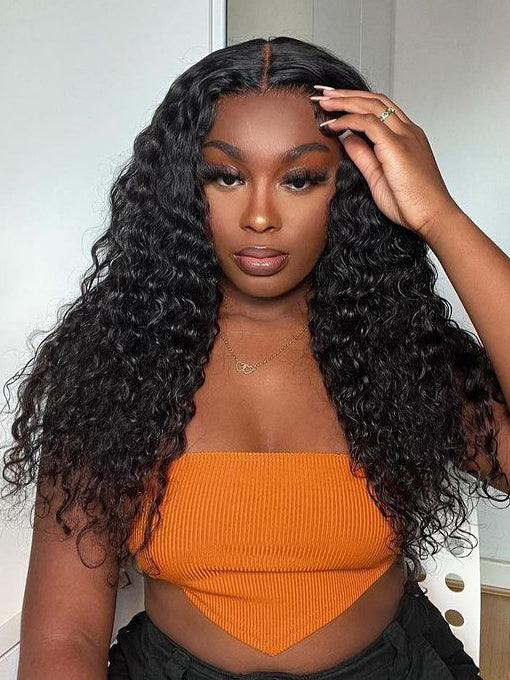 IRoyal Hair Deep Wave Hair 180% Density Human Hair U Part Wig Affordable Glueless No Lace Wig