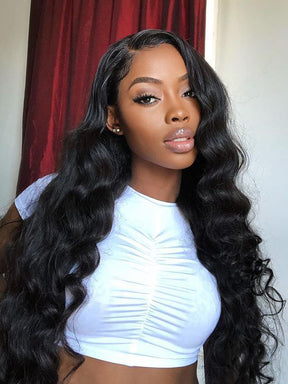IRoyal Hair Hot Style Body Wave Hair Pre Plucked Wig 4x4 Transparent Lace Closure Wigs