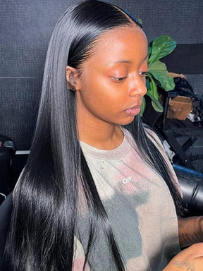 IRoyal Hair Silky Straight Human Hair 4x4 Lace Closure Wigs Remy Hair Pre-plucked Edges For Women