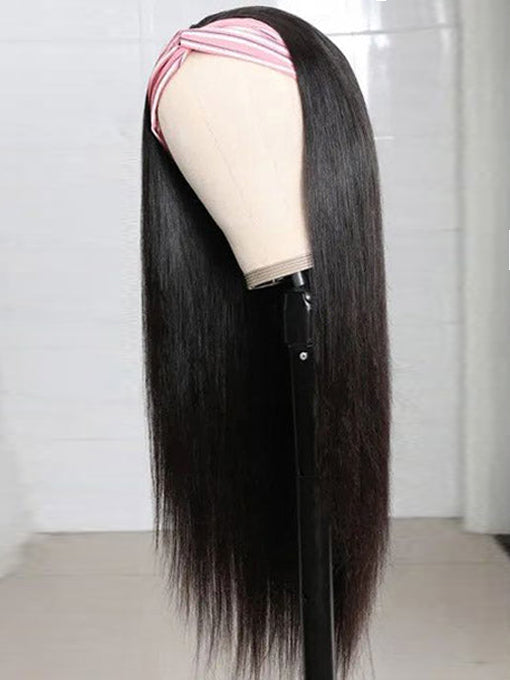 IRoyal Hair Silk Straight Hair Headband Wig Throw And Go Non Lace Wigs Glueless Wig