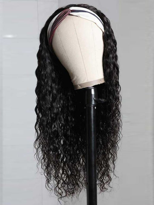IRoyal Hair Headband Scarf Wig Water Wave Human Hair Wig Glueless Hairstyles