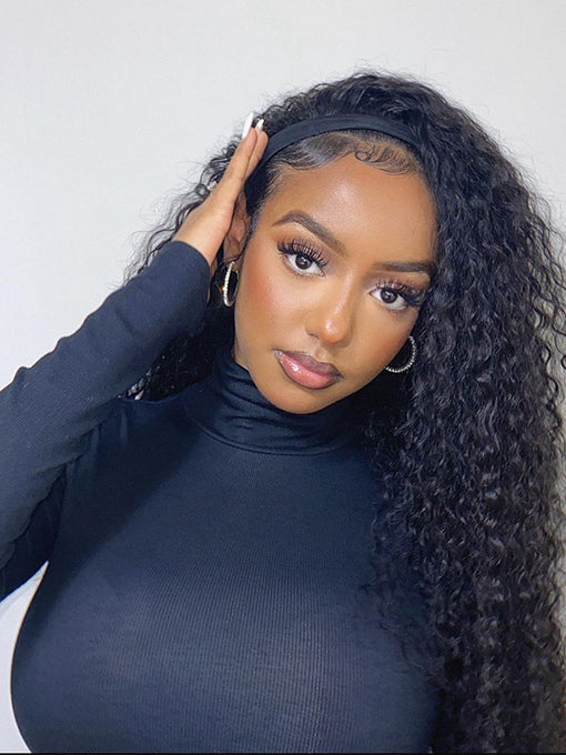 IRoyal Hair 180% Density Headband Wig Deep Wave Wig Glueless Wig Machine Made Human Hair Wigs