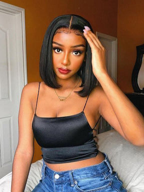 IRoyal Hair Silky Straight Hair 4x4/5x5 Lace Closure Bob Wigs Pre Plucked Human Hair Wigs
