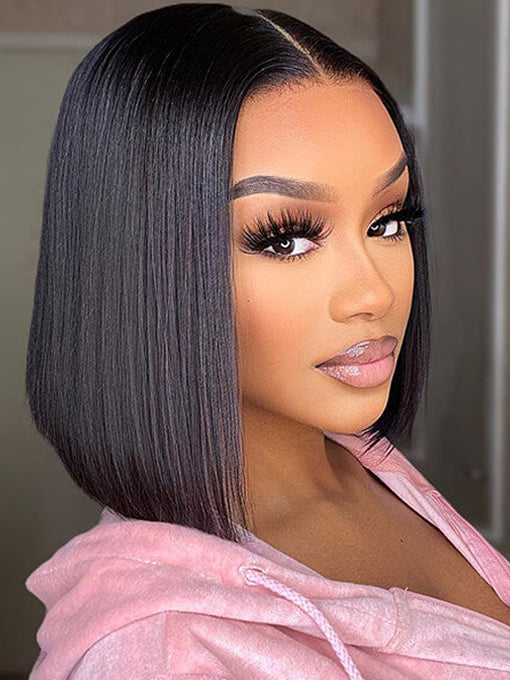 IRoyal Hair Short Cut Bob Wigs Straight Real Hair 13x4 Lace Front Wig Pre-plucked