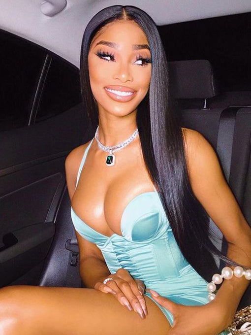 IRoyal Hair Silky Straight Hair 5x5 Transparent Lace Closure Wigs Pre Plucked For Women