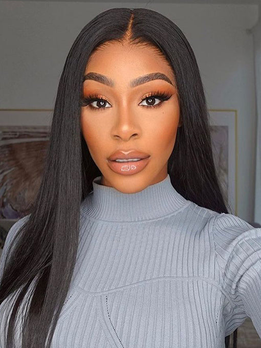 IRoyal Hair Silky Straight Human Hair 4x4 Lace Closure Wigs Remy Hair Pre-plucked Edges For Women