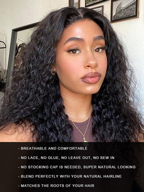 IRoyal Hair Water Wave Hair Glueless Wig 180% Density U Part Wig, None Lace Machine Made Wigs