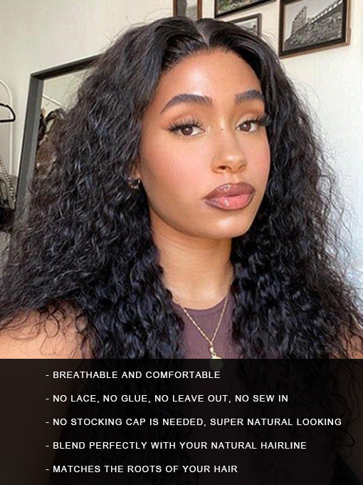 IRoyal Hair Water Wave Hair Glueless Wig 180% Density U Part Wig, None Lace Machine Made Wigs