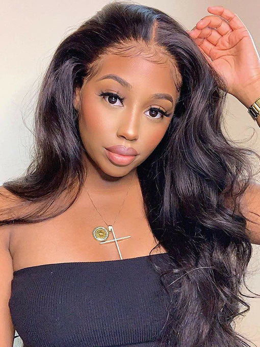 IRoyal Hair Hot Style Body Wave Hair Pre Plucked Wig 4x4 Transparent Lace Closure Wigs