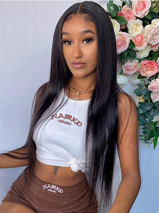 IRoyal Hair Silky Straight Hair 5x5 Transparent Lace Closure Wigs Pre Plucked For Women