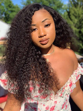 IRoyal Hair Kinky Curly Wig V Part Wig Glueless Wig Machine Made Human Hair Wigs