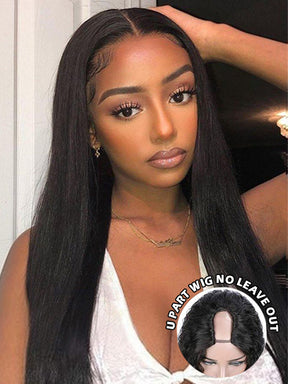 IRoyal Hair Straight Hair 180% Density U Part Wig Affordable Machine Made Human Hair Glueless Wigs