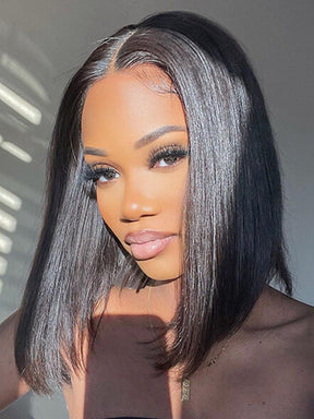 IRoyal Hair Short Cut Bob Wigs Straight Real Hair 13x4 Lace Front Wig Pre-plucked