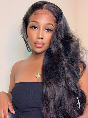 IRoyal Hair Hot Style Body Wave Hair Pre Plucked Wig 4x4 Transparent Lace Closure Wigs