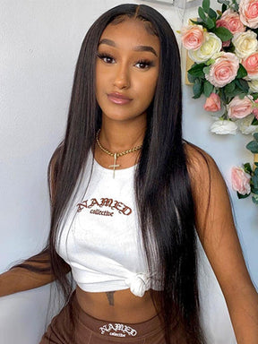 IRoyal Hair Silky Straight Hair 5x5 Transparent Lace Closure Wigs Pre Plucked For Women