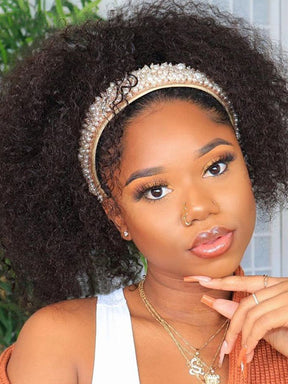 IRoyal Hair 180% Kinky Curly Hair Glueless Headband Wigs