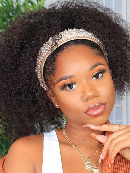 IRoyal Hair 180% Kinky Curly Hair Glueless Headband Wigs