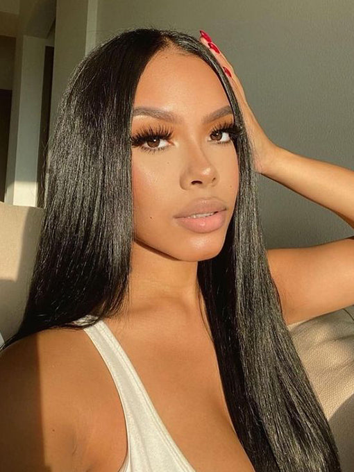 IRoyal Hair Silky Straight Hair 5x5 Transparent Lace Closure Wigs Pre Plucked For Women