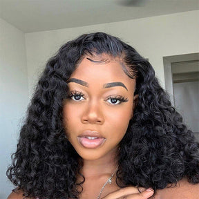 Deep Wave Hair 13x4/13x6 Lace Front Bob Wigs 150% Human Hair Pre Plucked Wig